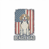 Beagle Dad Patriotic Vintage Engraving Dog Design_ シール (正面)