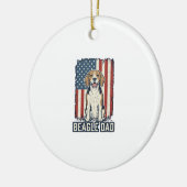 Beagle Dad Patriotic Vintage Engraving Dog Design_ セラミックオーナメント (左)