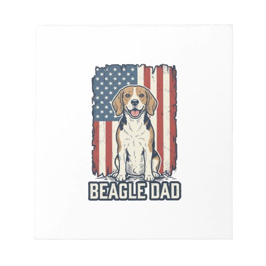 Beagle Dad Patriotic Vintage Engraving Dog Design_ ノートパッド (正面)