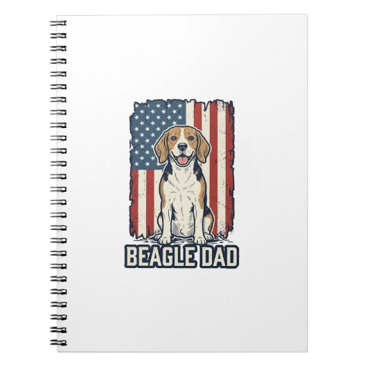 Beagle Dad Patriotic Vintage Engraving Dog Design_ ノートブック (正面)
