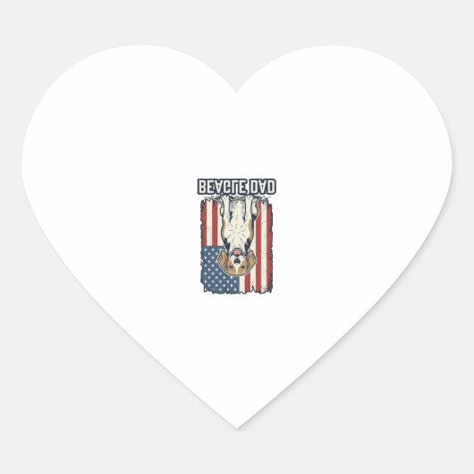 Beagle Dad Patriotic Vintage Engraving Dog Design_ ハートシール (正面)