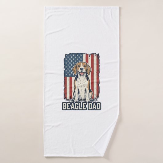 Beagle Dad Patriotic Vintage Engraving Dog Design_ バスタオル (バスタオル)