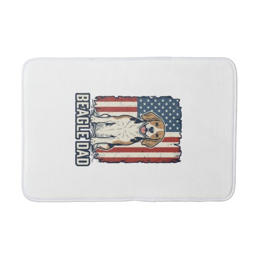 Beagle Dad Patriotic Vintage Engraving Dog Design_ バスマット (正面)