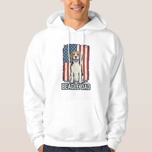 Beagle Dad Patriotic Vintage Engraving Dog Design_ パーカ (正面)