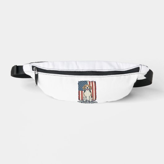 Beagle Dad Patriotic Vintage Engraving Dog Design_ ファニーパック (正面)