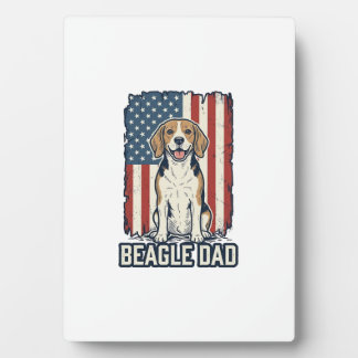 Beagle Dad Patriotic Vintage Engraving Dog Design_ フォトプラーク