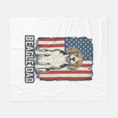 Beagle Dad Patriotic Vintage Engraving Dog Design_ フリースブランケット (正面(横))