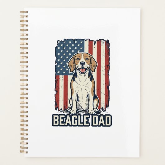 Beagle Dad Patriotic Vintage Engraving Dog Design_ プランナー手帳 (正面)