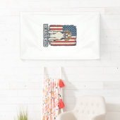 Beagle Dad Patriotic Vintage Engraving Dog Design_ 横断幕 (インサイチュ)