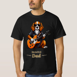 Beagle Dad Rock Star Guitar Dog Gift Tシャツ