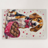 Beagle Devouring Valentine's Chocolate Box ジグソーパズル (横)
