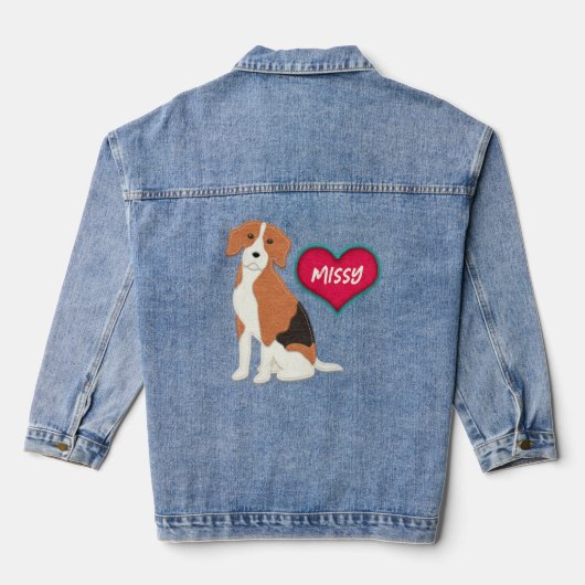 Beagle Dog 感じ Look You Personalize the Name デニムジャケット (裏面)