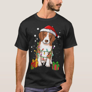 Beagle Dog Christmas Tree Lights Santa Dog Xmas Tシャツ