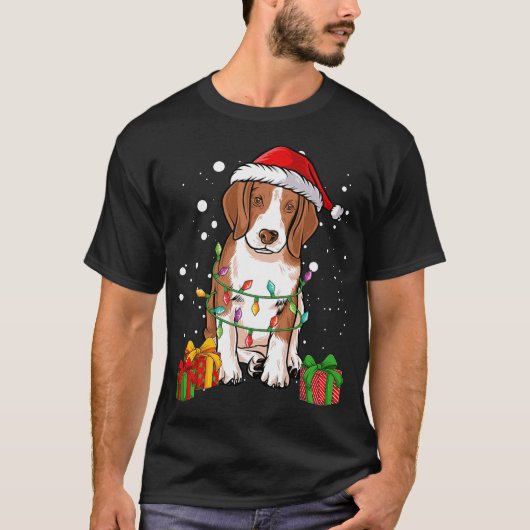 Beagle Dog Christmas Tree Lights Santa Dog Xmas Tシャツ (正面)