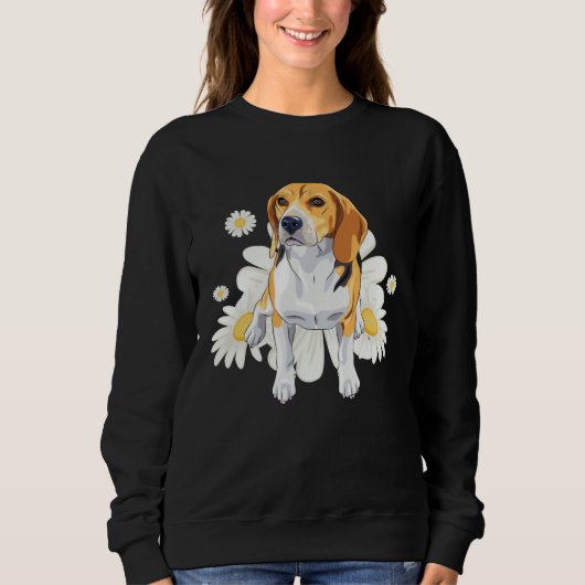 Beagle Dog Daisy Flower Floral Beagle スウェットシャツ (正面)