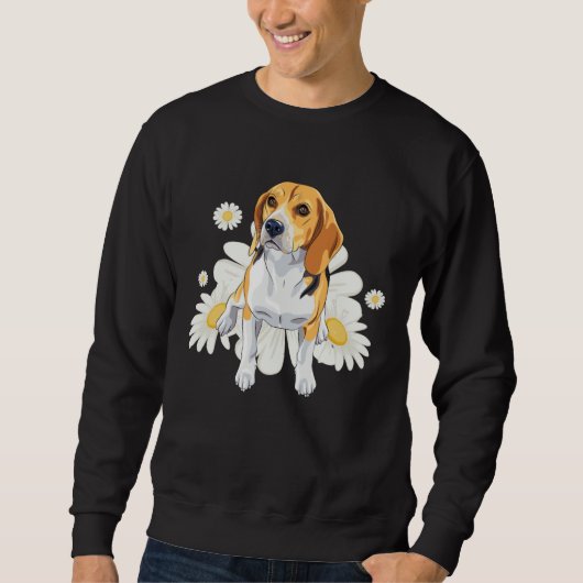 Beagle Dog Daisy Flower Floral Beagle スウェットシャツ (正面)