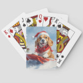 Beagle Dog in Sledge Let it Snow Christmas トランプ (裏面)