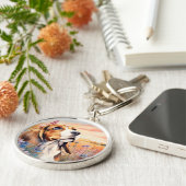 Beagle Dog Lover with Wildflower Meadow キーホルダー (側面)