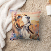 Beagle Dog Lover with Wildflower Meadow クッション (ブランケット)