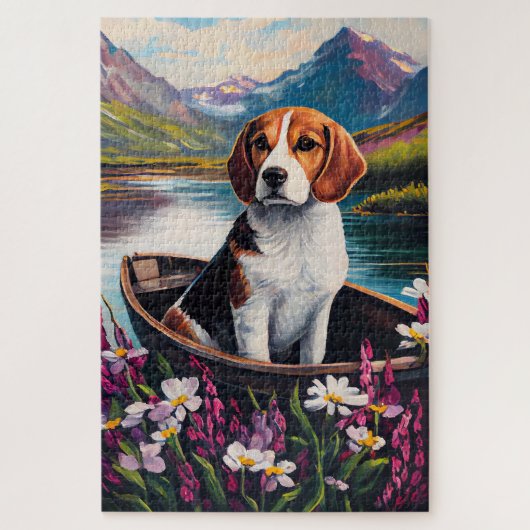 Beagle Dog on a Paddle: A Scenic Adventure ジグソーパズル (縦)