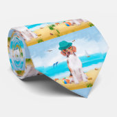 Beagle Dog On Beach ネクタイ (ロール)