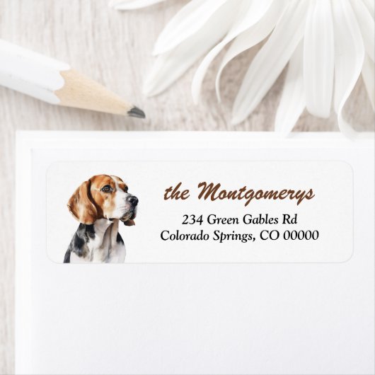 Beagle Dog Portrait Return Address Label ラベル (インサイチュ)
