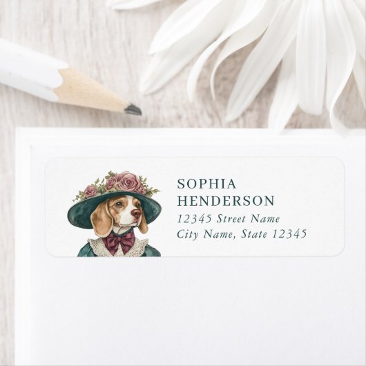 Beagle Dog Return Address Labels ラベル (インサイチュ)