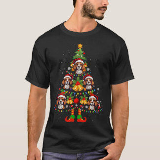 Beagle Dog Santa Hat Christmas Tree Light Xmas Tシャツ