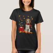 Beagle Dog Scarf Fall Chocolate Autumn Tシャツ (正面)