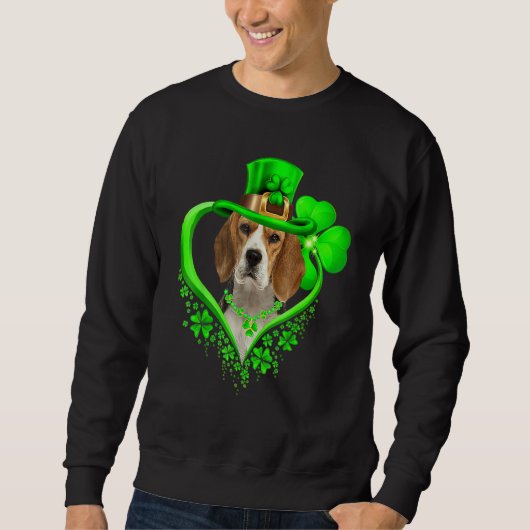 Beagle Dog St Patricks Day Lover Irish Shamrock スウェットシャツ (正面)