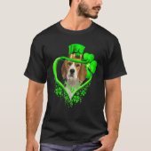 Beagle Dog St Patricks Day Lover Irish Shamrock Tシャツ (正面)