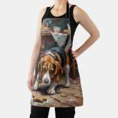 Beagle Dog Tracking Gingerbread Christmas Fun Art エプロン (インサイチュ)
