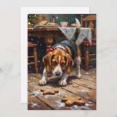 Beagle Dog Tracking Gingerbread Christmas Fun Art シーズンカード (正面/裏面)