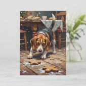 Beagle Dog Tracking Gingerbread Christmas Fun Art シーズンカード (スタンド正面)