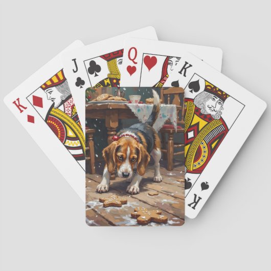 Beagle Dog Tracking Gingerbread Christmas Fun Art トランプ (裏面)