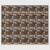 Beagle Dog Tracking Gingerbread Christmas Fun Art ラッピングペーパー (フラット)