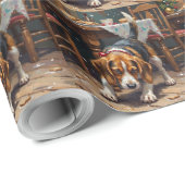 Beagle Dog Tracking Gingerbread Christmas Fun Art ラッピングペーパー (ロールコーナー)
