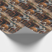 Beagle Dog Tracking Gingerbread Christmas Fun Art ラッピングペーパー (角)