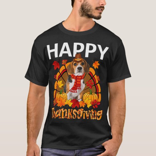 Beagle Dog Turkey Costume Fall Vibes Thanksgiving Tシャツ (正面)