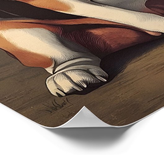 Beagle Dog Vintage Art ポスター (角)