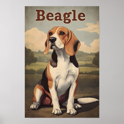 Beagle Dog Vintage Art ポスター (正面)