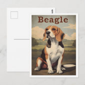 Beagle Dog Vintage Art ポストカード (正面/裏面)