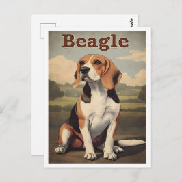 Beagle Dog Vintage Art ポストカード