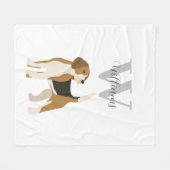 Beagle Dog Watercolor Monogram Name  フリースブランケット (正面(横))