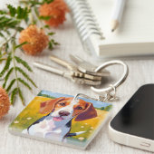 Beagle Dog Watercolor Pet Painting キーホルダー (正面右)