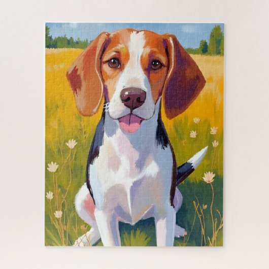 Beagle Dog Watercolor Pet Painting ジグソーパズル (縦)