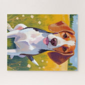 Beagle Dog Watercolor Pet Painting ジグソーパズル (横)