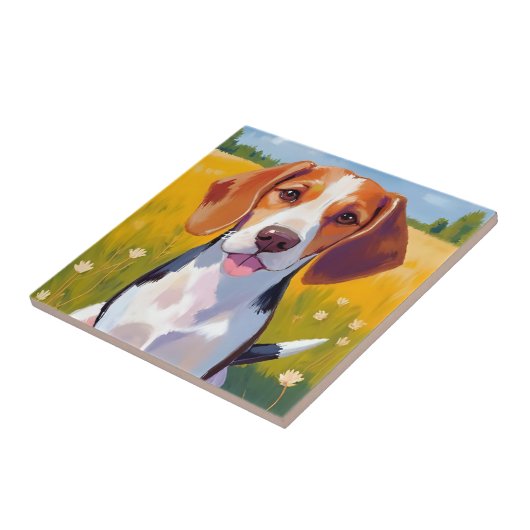 Beagle Dog Watercolor Pet Painting タイル (側面)