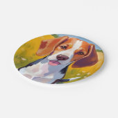 Beagle Dog Watercolor Pet Painting ペーパープレート (アングル)