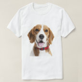 Beagle Dog with Red Collar Tシャツ (デザイン正面)